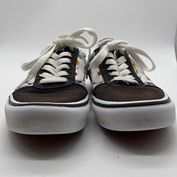 Vans Black Canvas Low Top Shoes Rainbow Checkerboard Size 2.5 - Picture 3 of 11